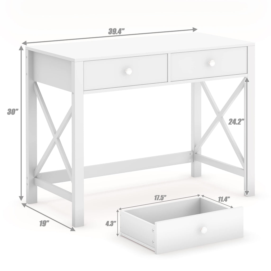 White Home Office Desk with Drawers K368911