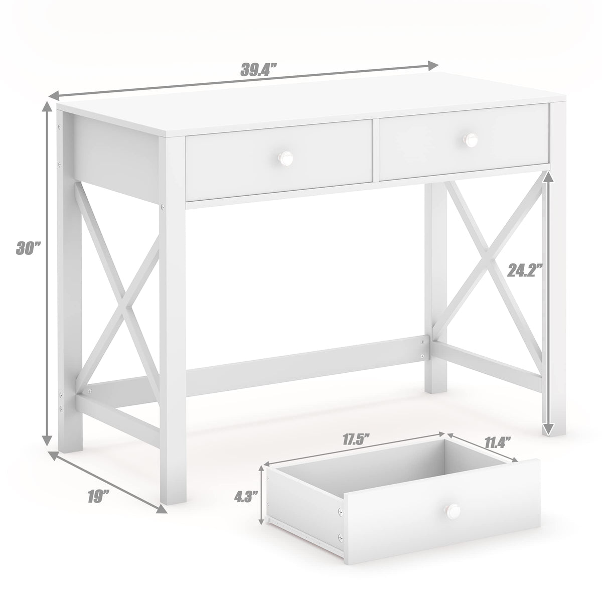 White Home Office Desk with Drawers K368911