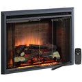 Black Electric Fireplace Insert with Glass Door and Mesh Screen, 750/1500W V969514