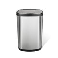 13 Gallon Oval Automatic Trash Can, 50L Touchless Motion Sensor Garbage Can with Odor-Sealing Lid & One-Touch Manual Mode, Silver Stainless Steel, Black Trim L4182
