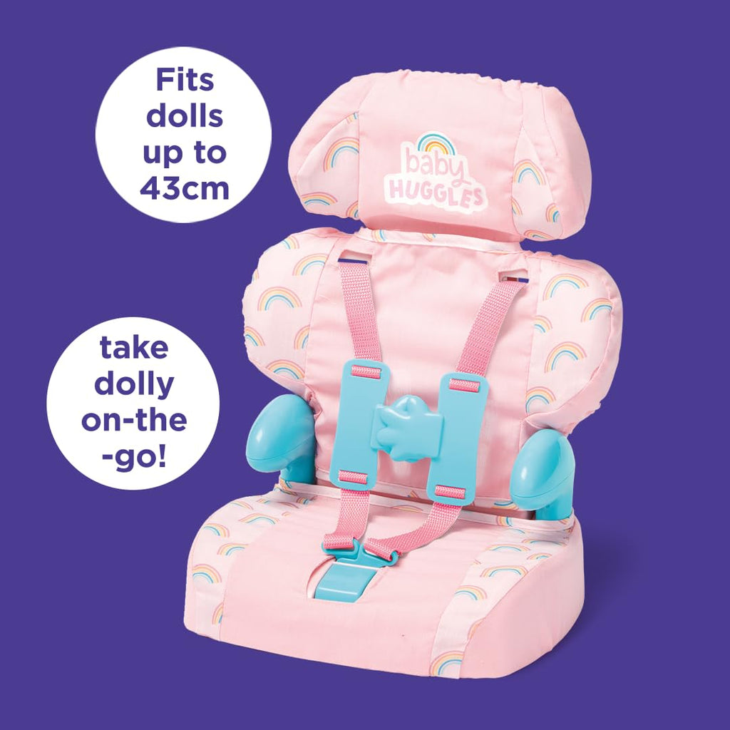Pink Booster Seat for Dolls with Adjustable Headrest & Buckles J39935