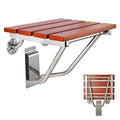 Teak Wood Wall Mounted Folding Shower Seat and Bench 350lb Capacity L147