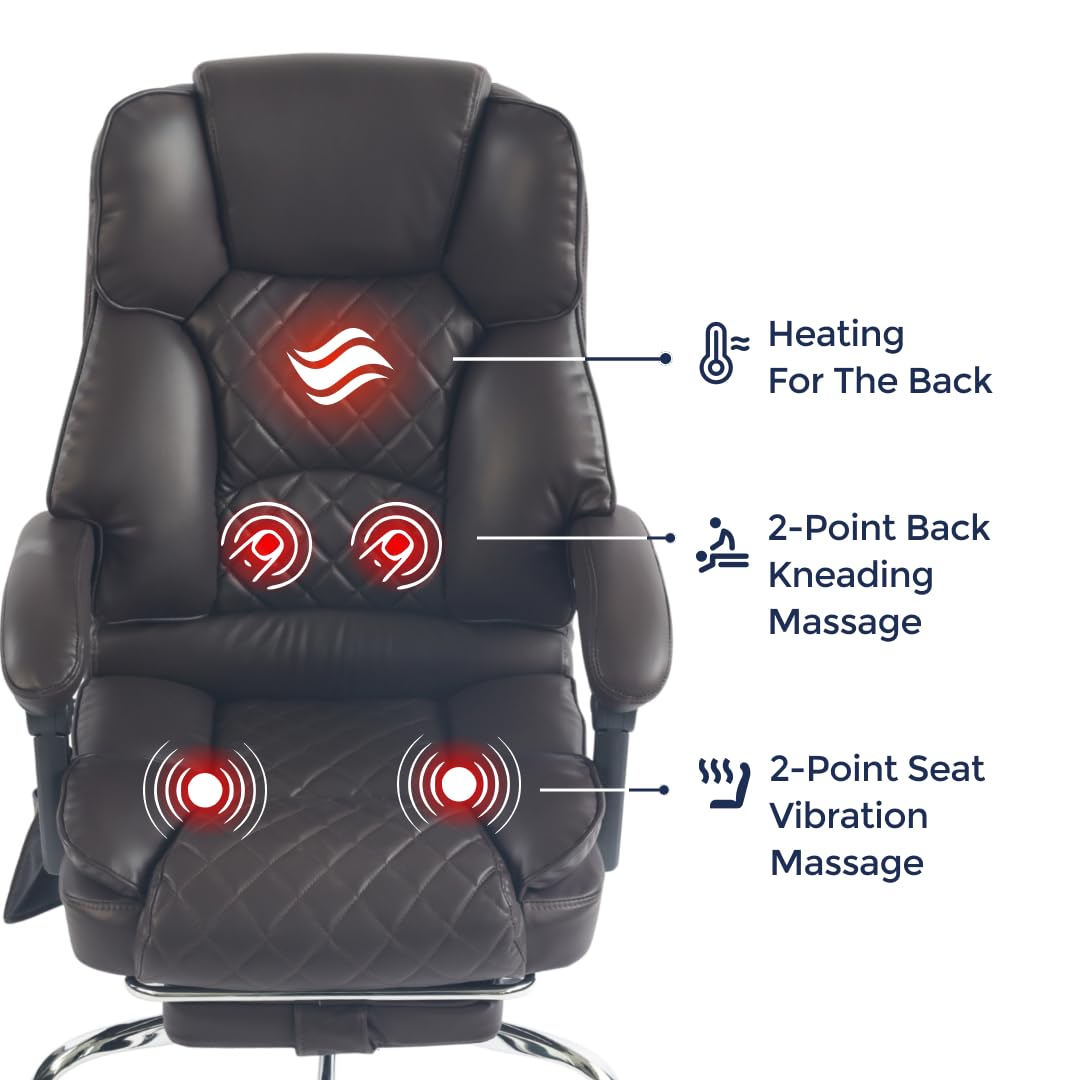 Dark Brown Executive Office Chair with Heated Lumbar and Footrest X988872