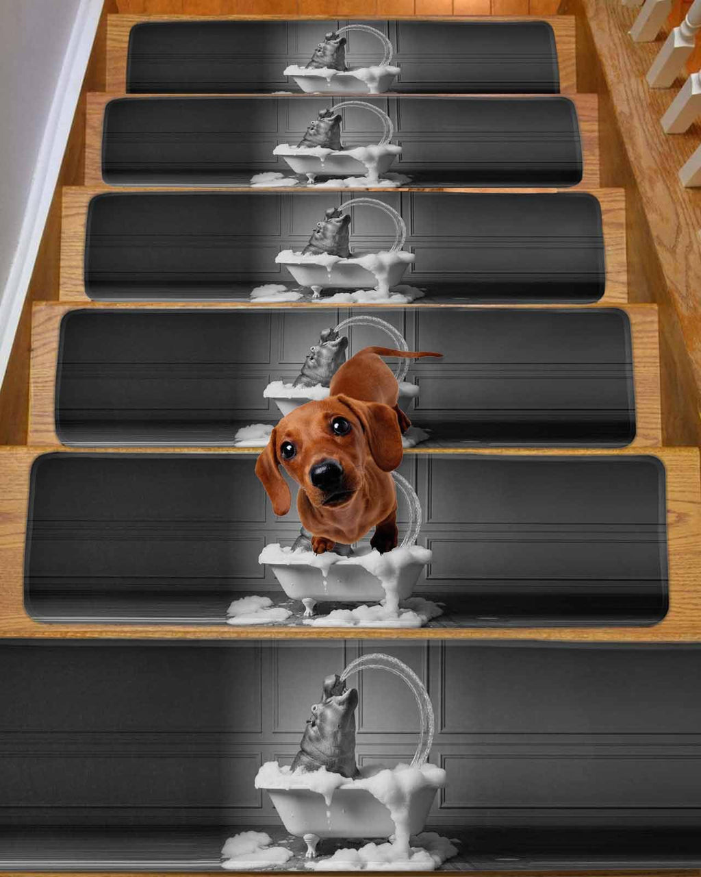 Grey Non Slip Stair Treads 8"x30" 7PCS E8081