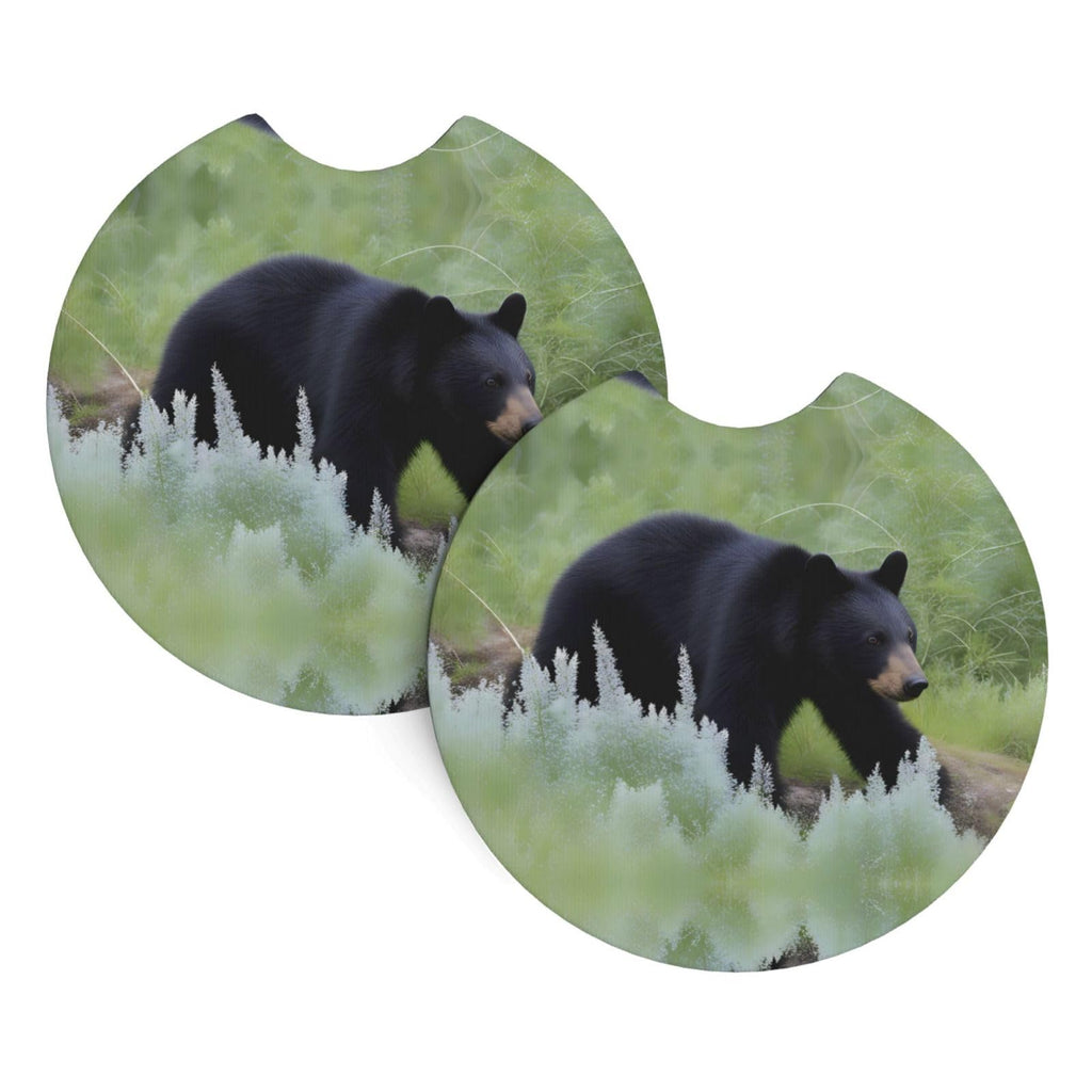Black Bear Rubber Car Coasters Set of 2 F5386