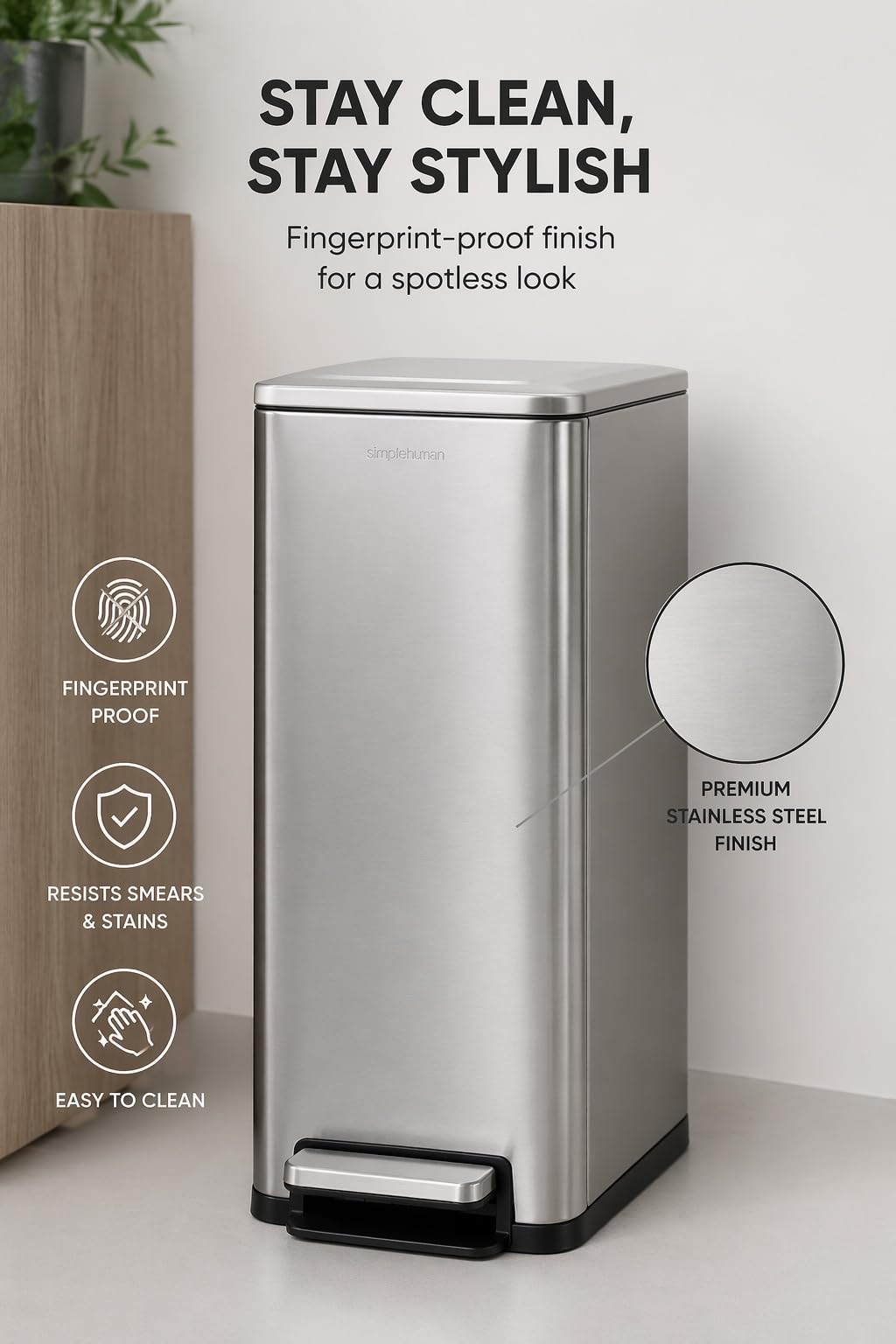 43L Dual Recycling Bin Stainless Steel W371436