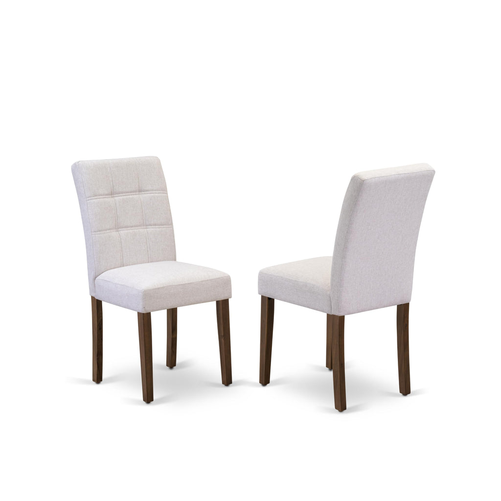 5 Piece Mid Century Dining Table Set with 4 Beige Fabric Chairs G296
