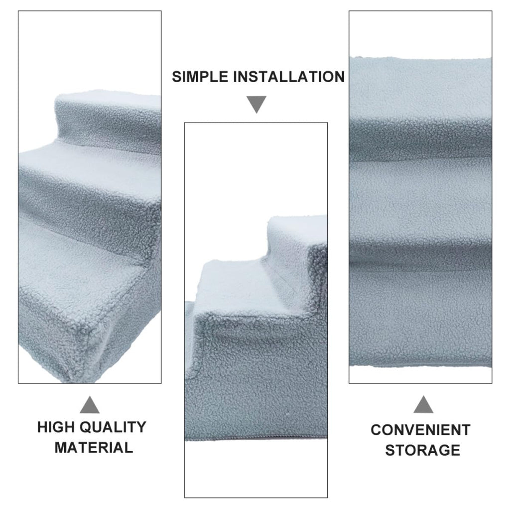 Gray Plush Non-Slip Pet Stairs B2867