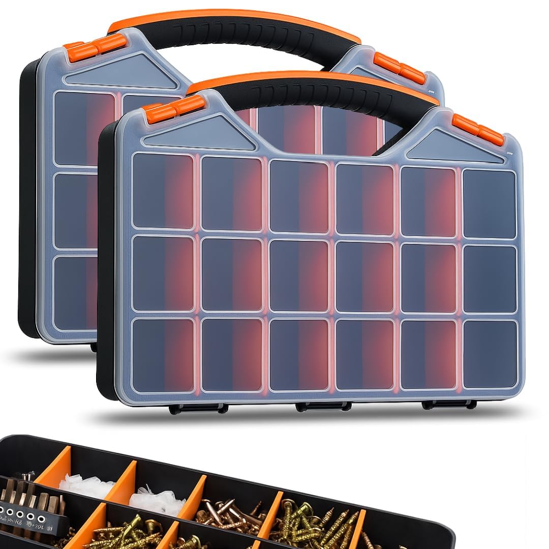 18-Compartment Portable Plastic Hardware Organizer Box L933