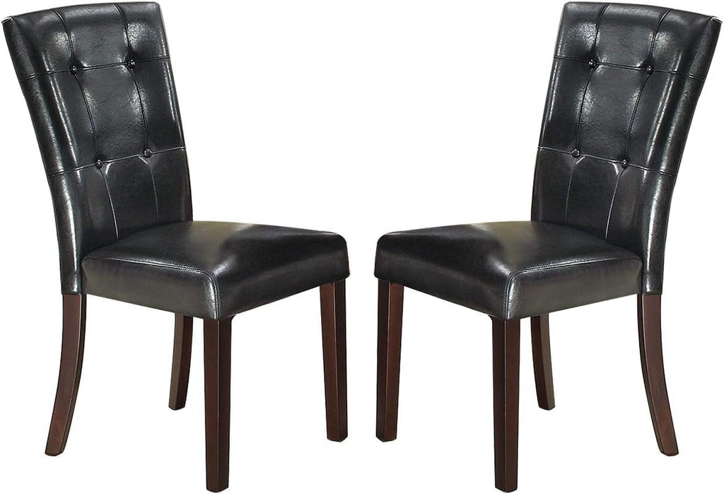 Black Faux Leather Tufted Parson Chairs Set of 2 C26756