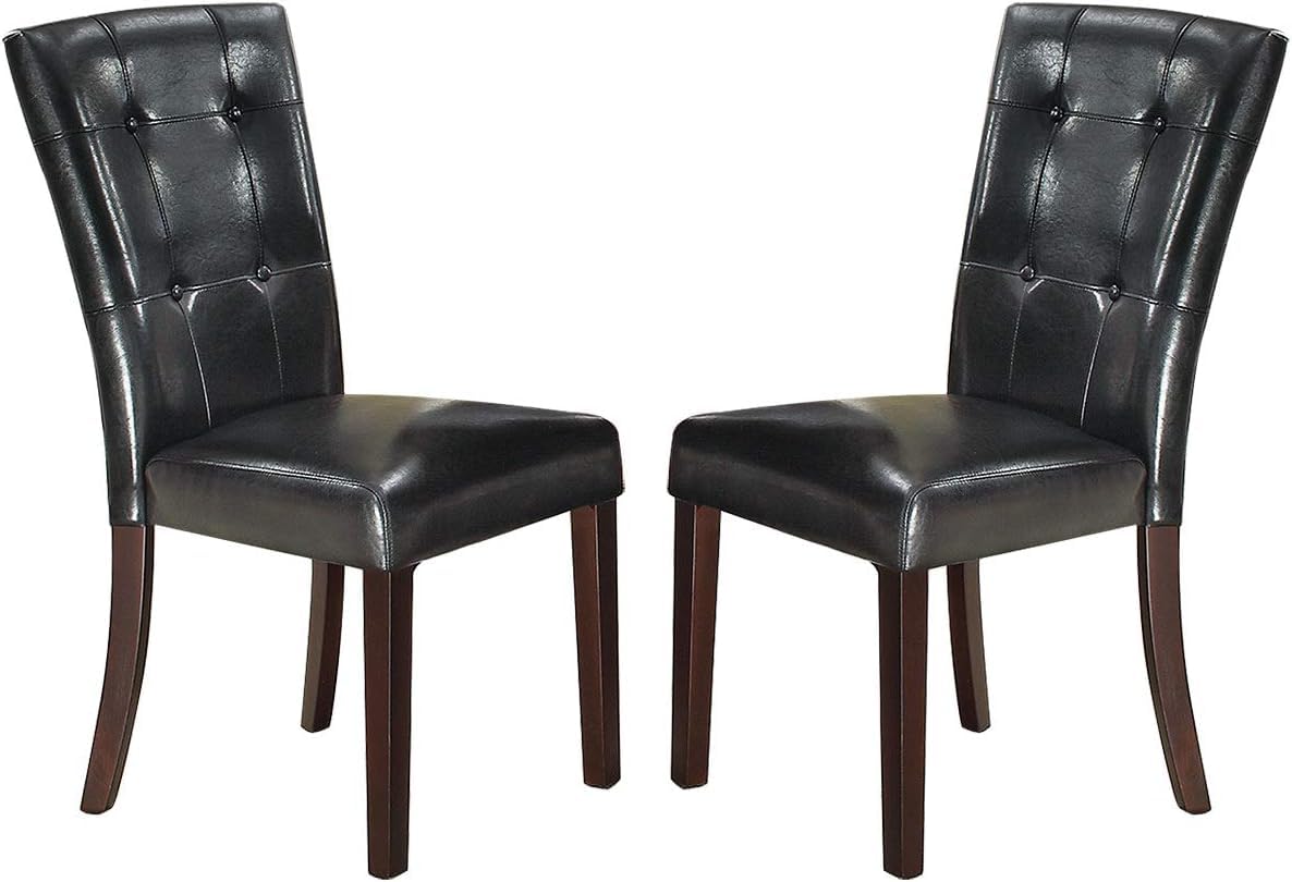 Black Faux Leather Tufted Parson Chairs Set of 2 C26756