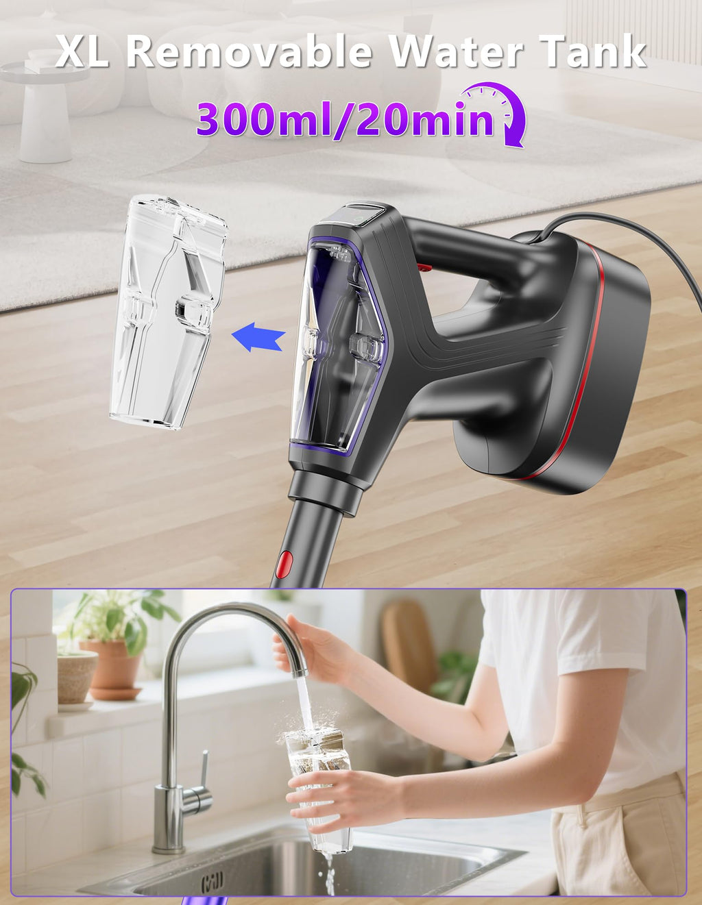 Heavy Duty All-in-One Steam Mop with Detachable Handheld Steamer V123767