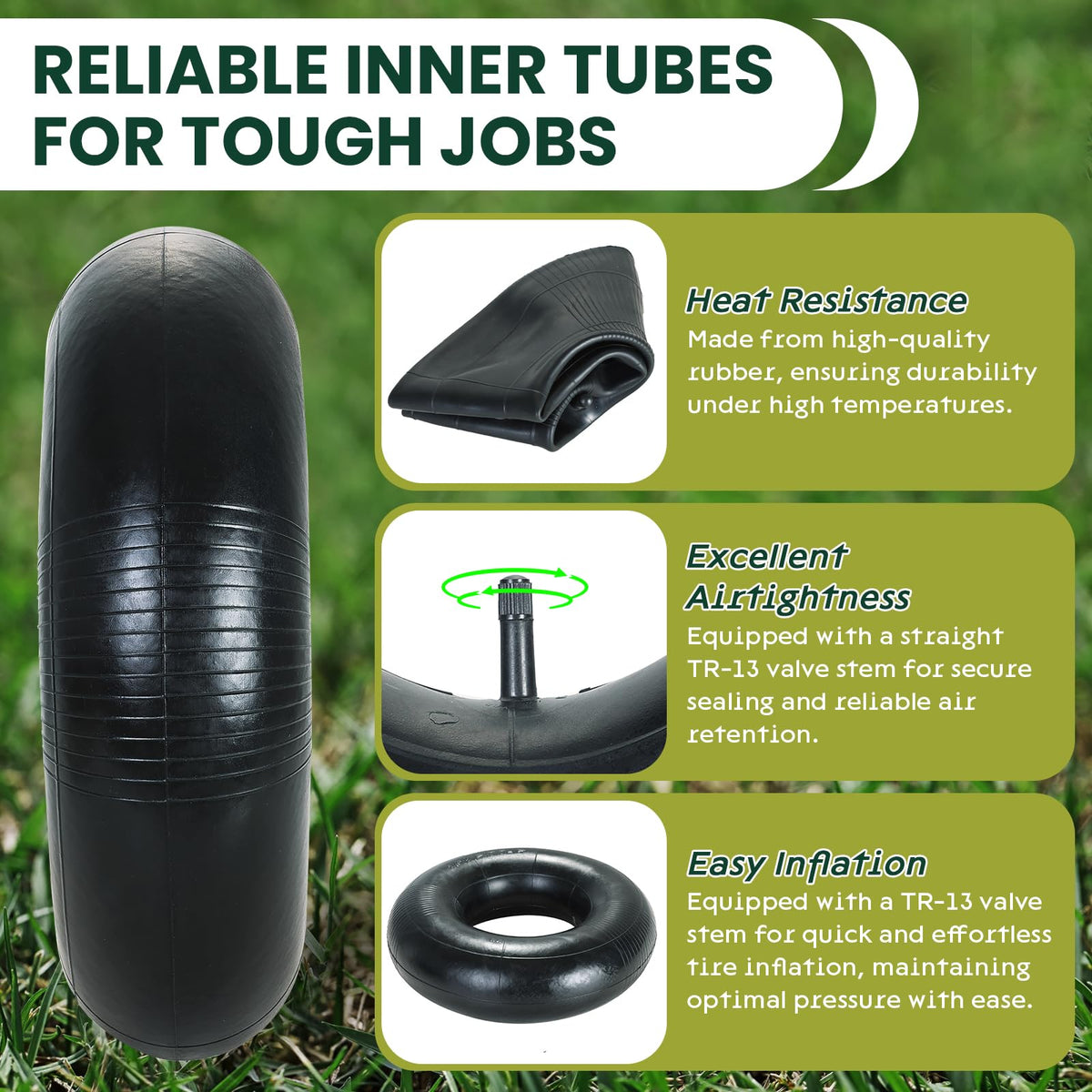 2 Pack 15 x 6.00-6" Inner Tubes with TR-13 Valve Stem F865