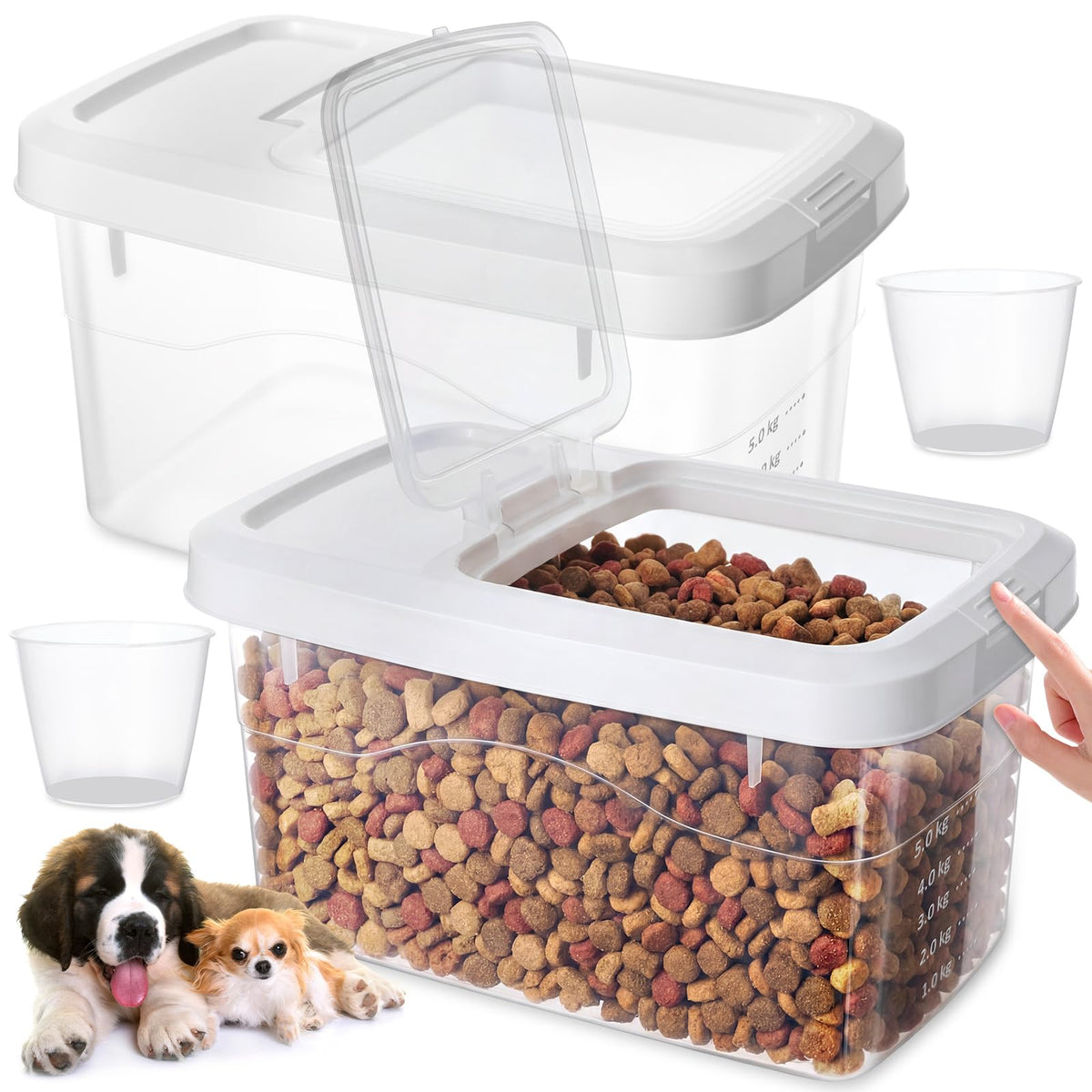 2 Pack 11 Lbs Airtight Dog Food Storage Container with Scoops Y48329