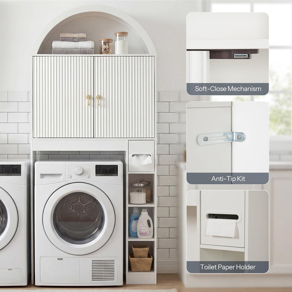 White Over the Toilet Storage Cabinet with Adjustable Shelf N7523
