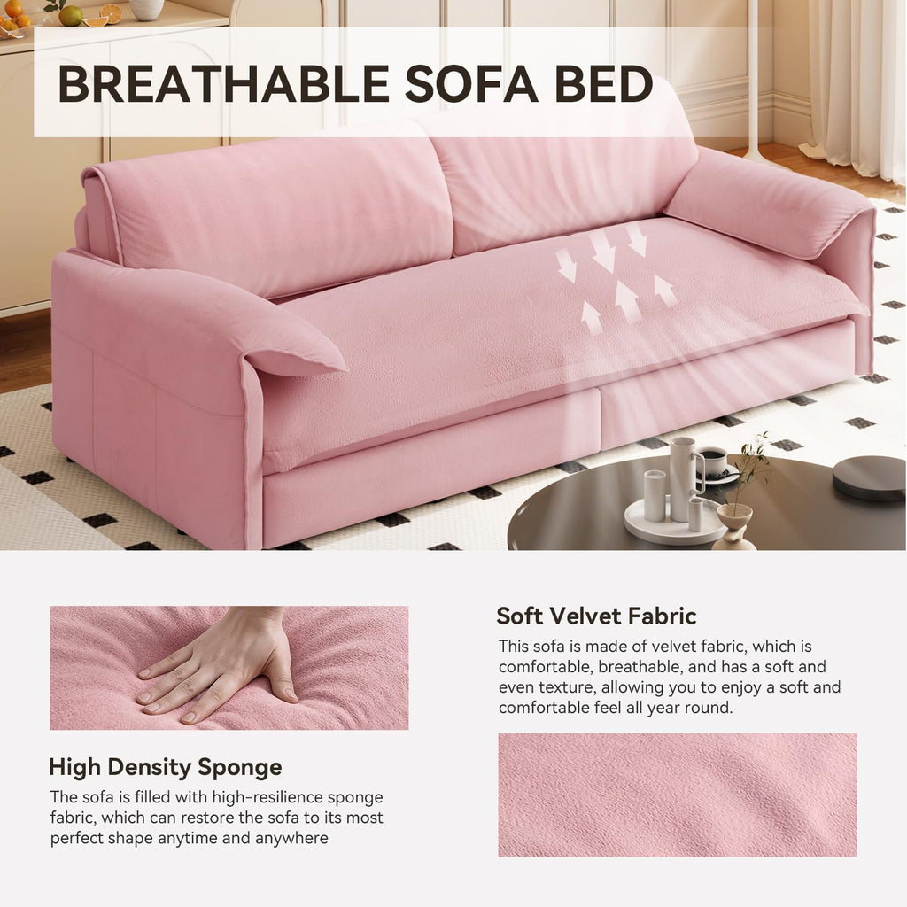 Queen Size Velvet Sleeper Sofa Bed T539