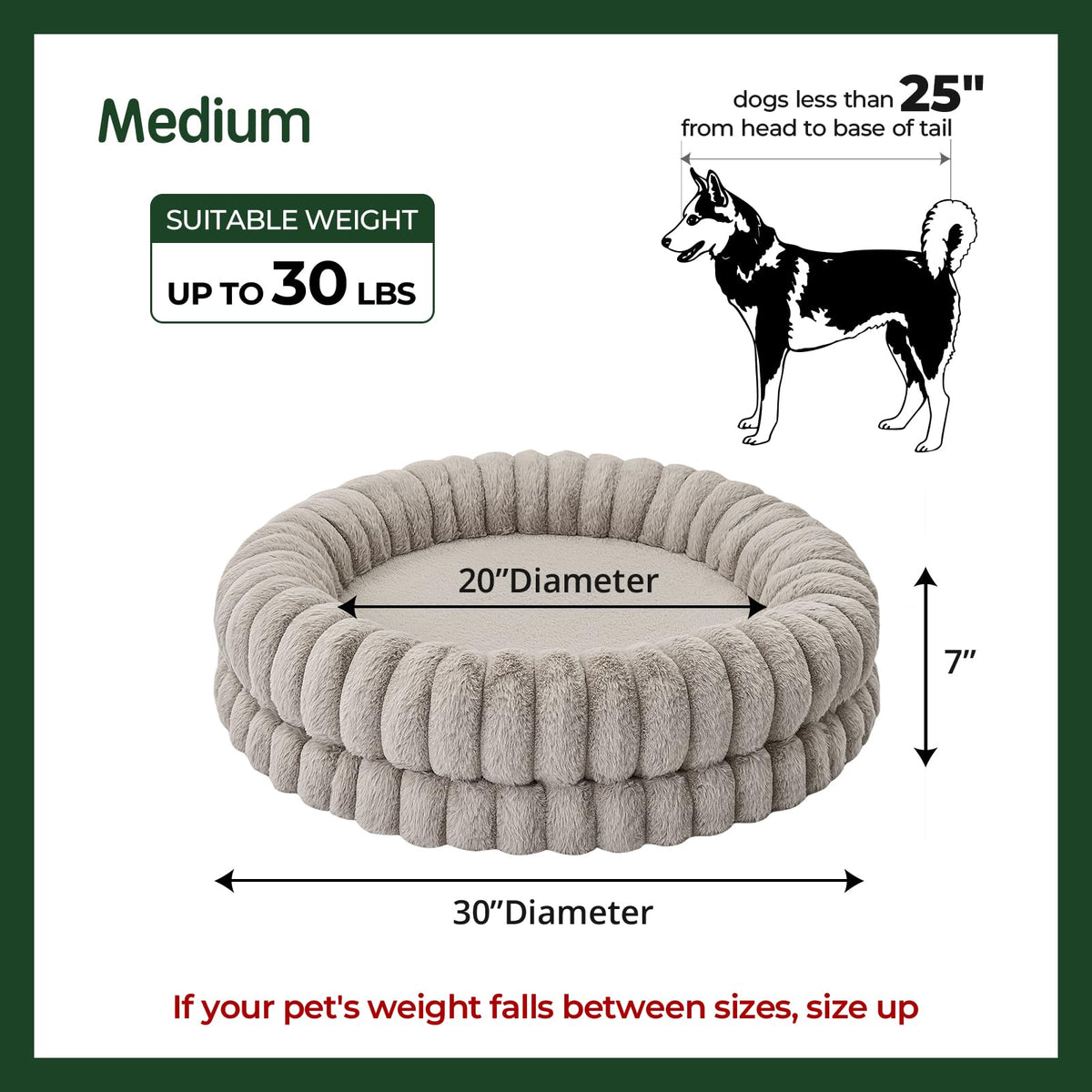 30 Inches Round Washable Dog Bed F8261