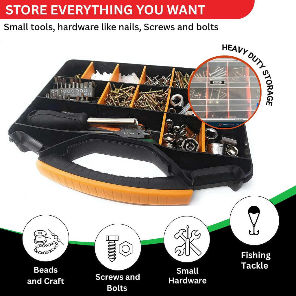 18-Compartment Portable Plastic Hardware Organizer Box L933