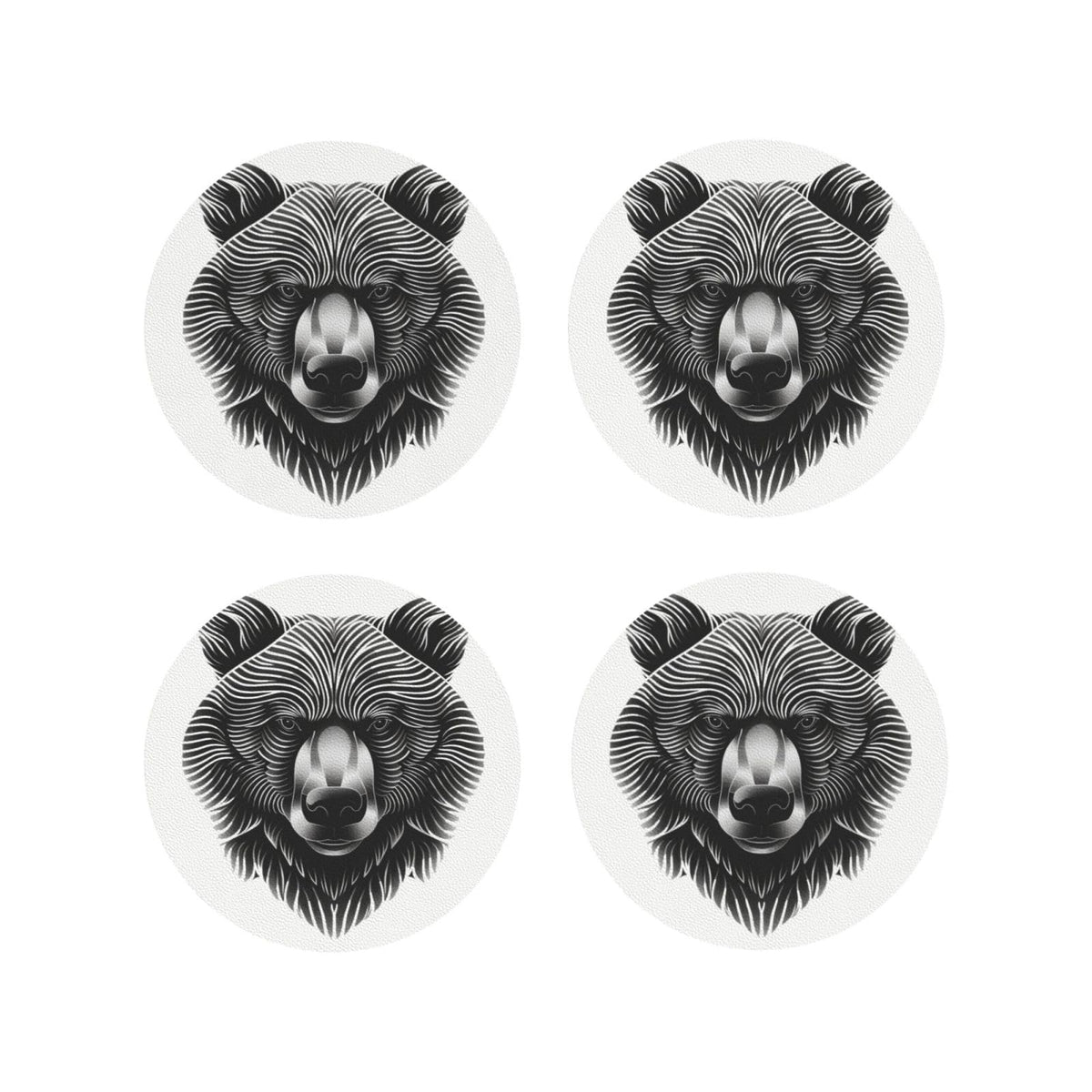 Black and White Bear Head Leather Coasters Set of 4 T40620