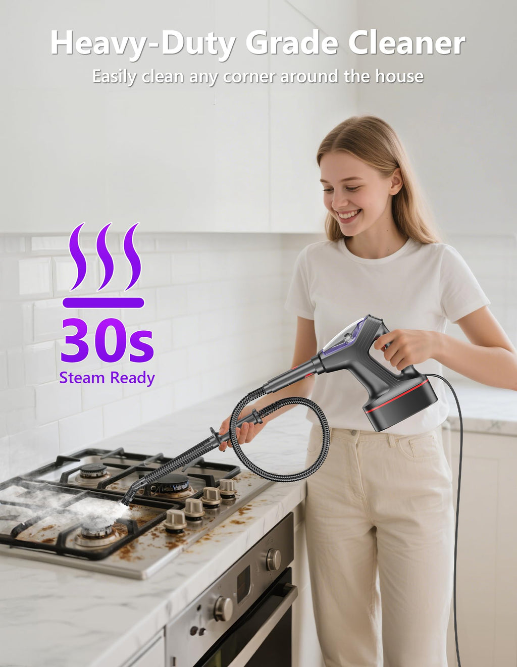 Heavy Duty All-in-One Steam Mop with Detachable Handheld Steamer V123767
