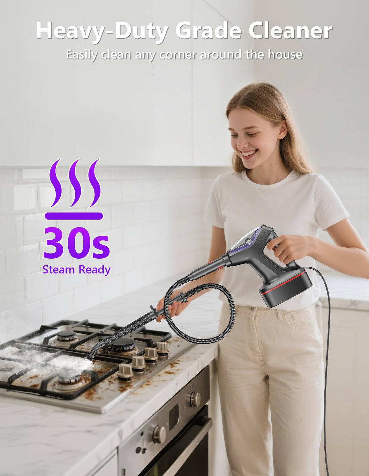 Heavy Duty All-in-One Steam Mop with Detachable Handheld Steamer V123767