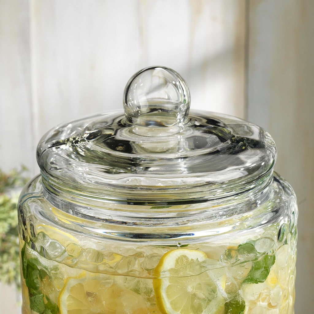 3 Gallon Glass Beverage Dispenser with Metal Stand & Lid R257