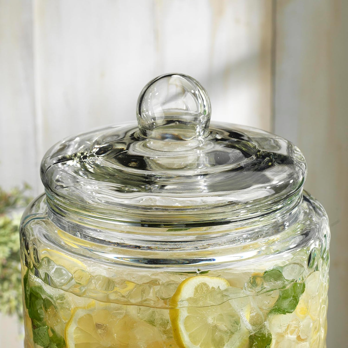 3 Gallon Glass Beverage Dispenser with Metal Stand & Lid R257
