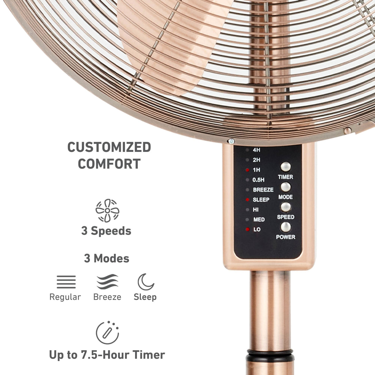 16" Copper Metal Stand Fan M88427