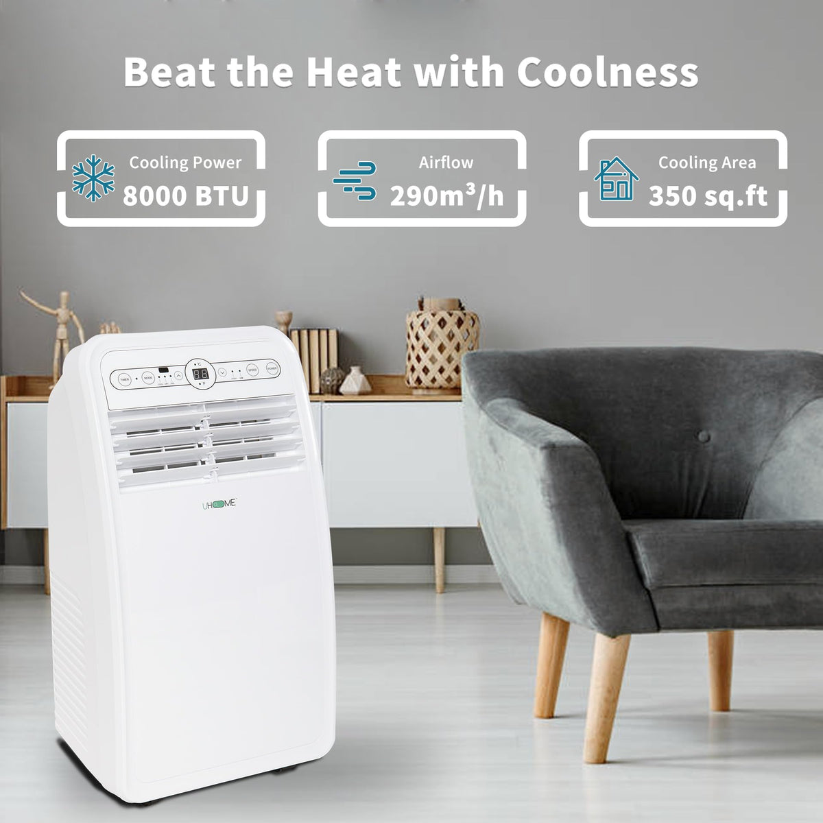 8000 BTU White Portable Air Conditioner Z6413