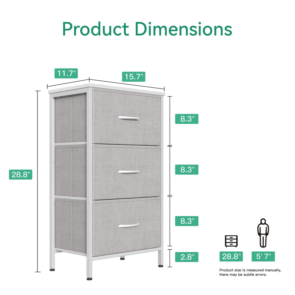 Light Grey 3 Drawer Dresser E83095