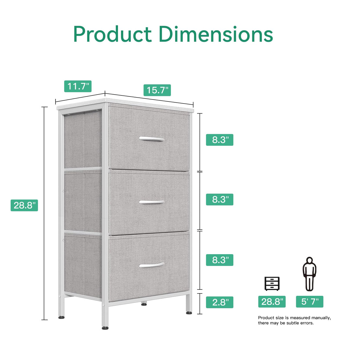 Light Grey 3 Drawer Dresser E83095