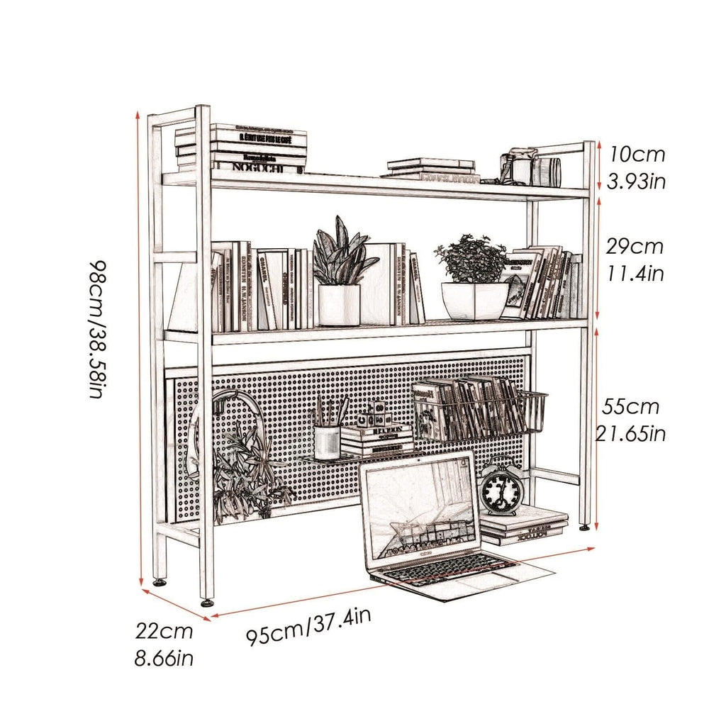 2 Tier White Wood Desktop Bookshelf F2958