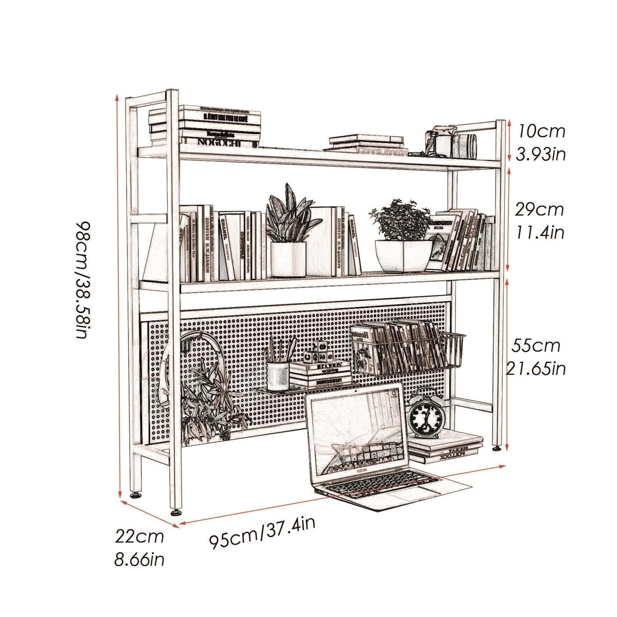 2 Tier White Wood Desktop Bookshelf F2958