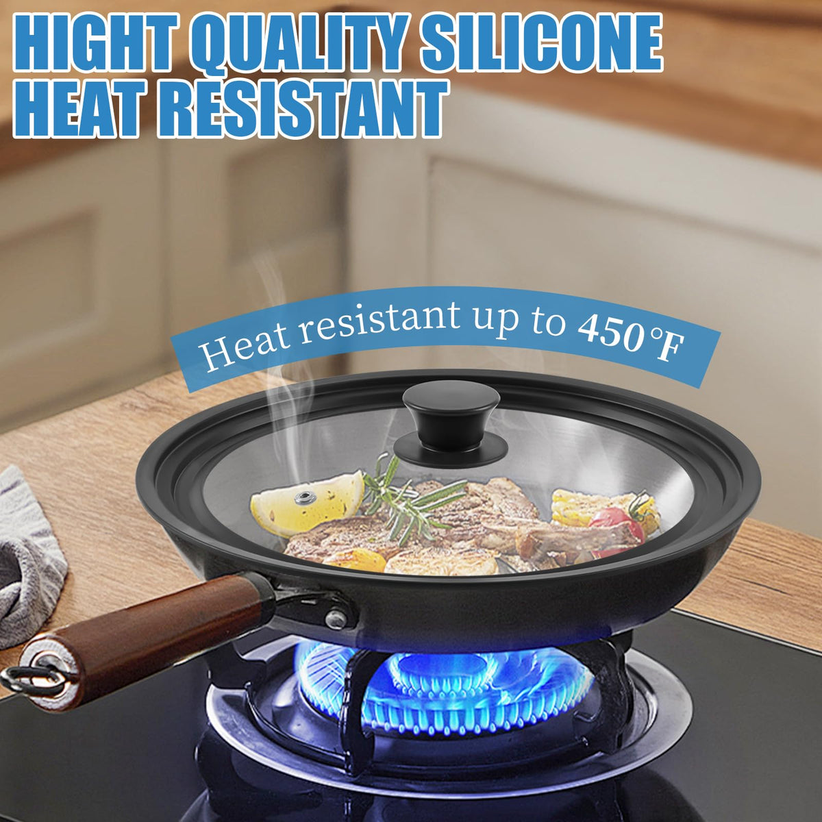 2 Pack Silicone Tempered Glass Universal Lid for Pots Pans and Skillets S779