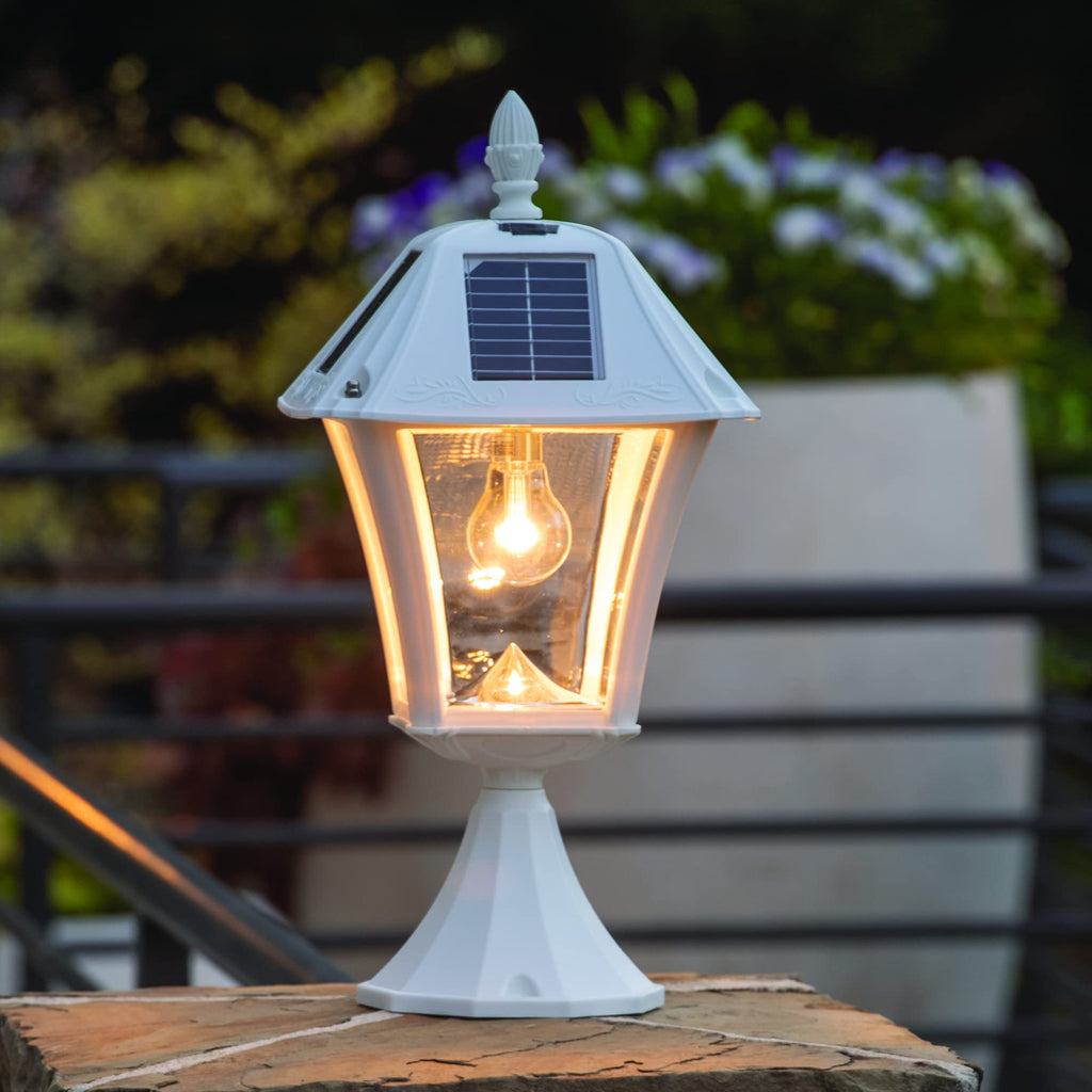 White Outdoor Solar Post Light with 3 Mounting Options I3298
