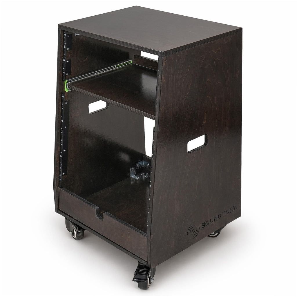 12U Studio Rack with Slide-Out Tray and Casters E9153
