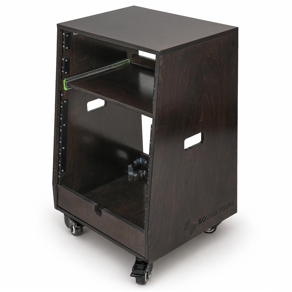 12U Studio Rack with Slide-Out Tray and Casters E9153