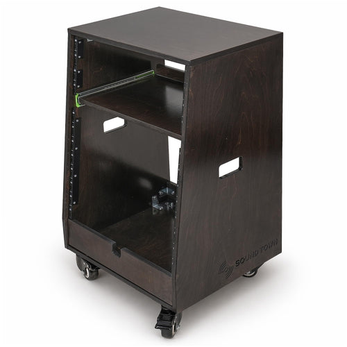 12U Studio Rack with Slide-Out Tray and Casters E9153