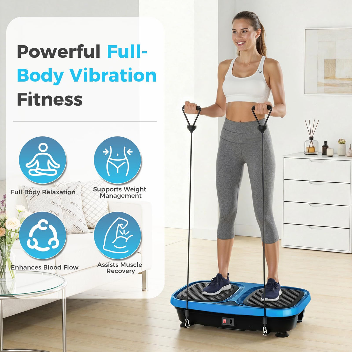 Vibration Plate Exercise Machine with Pull Ropes B329120