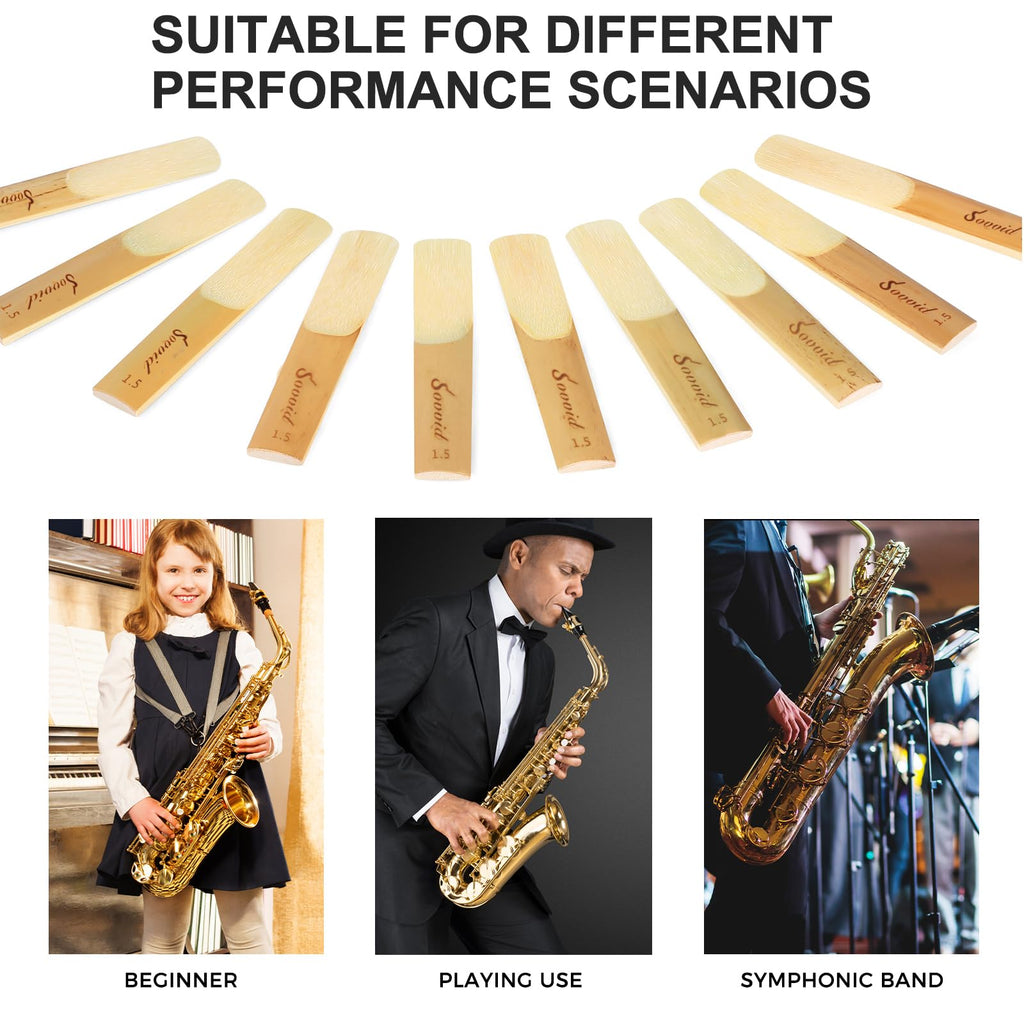 10 Pack Strength 1.5 Alto Saxophone Reeds with Plastic Box L1525