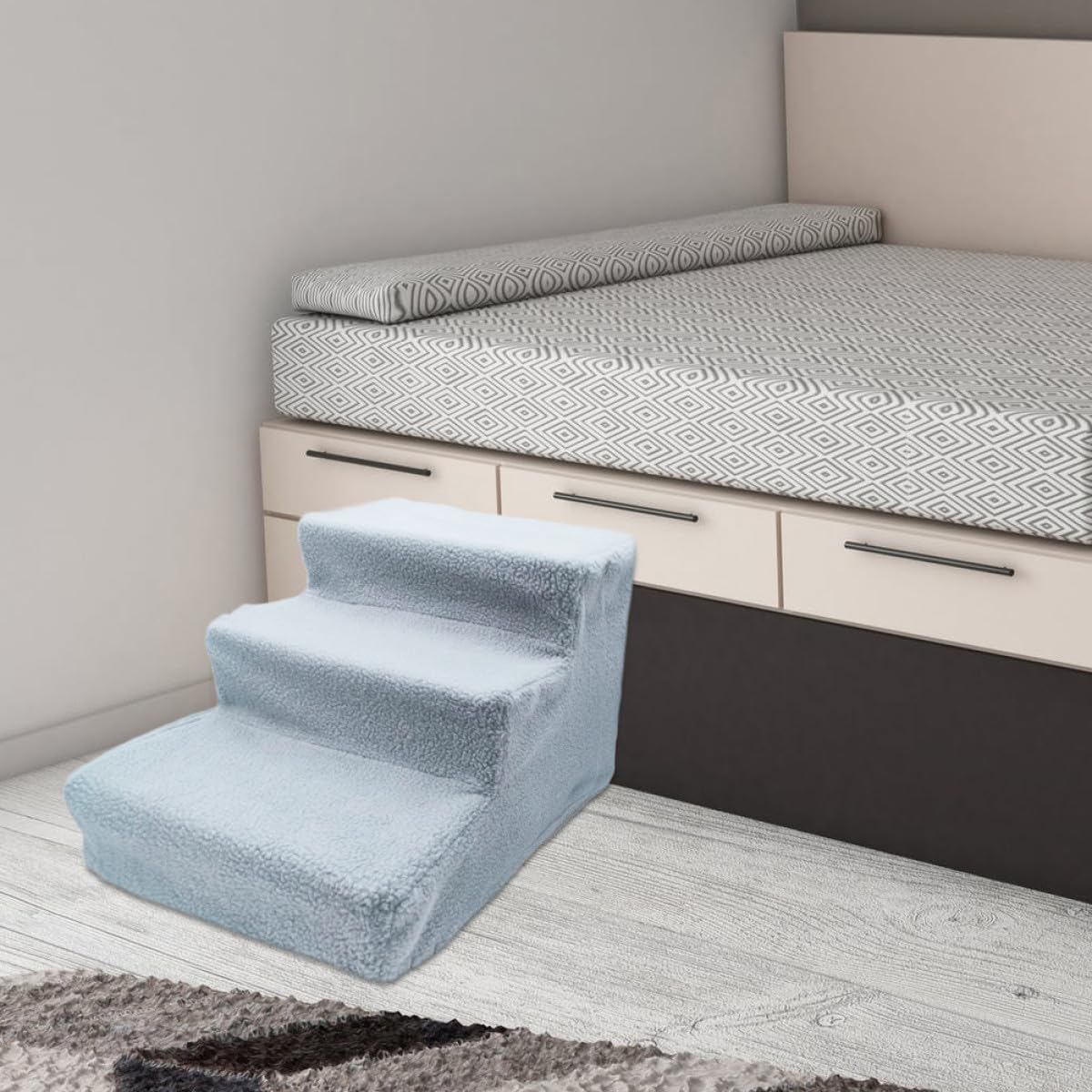 Gray Plush Non-Slip Pet Stairs B2867