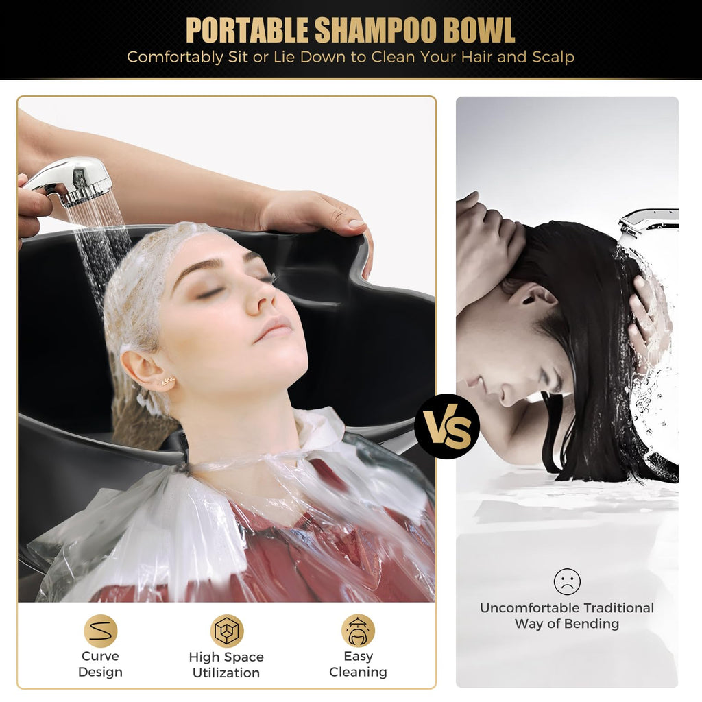 Portable Shampoo Bowl with 2 Water Buckets O7538