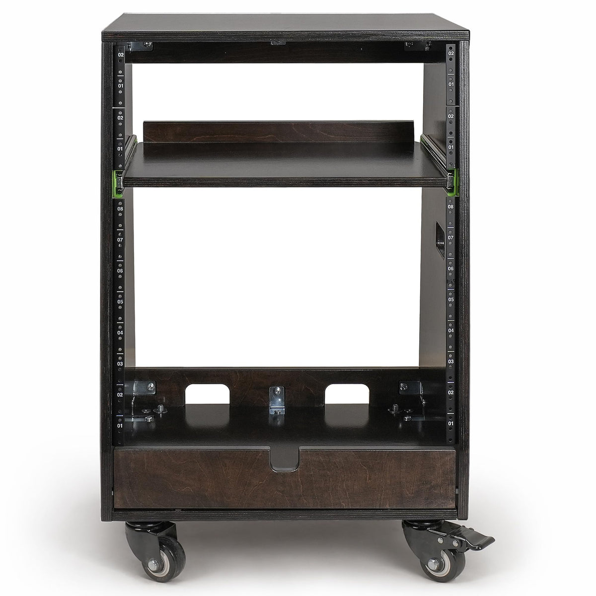 12U Studio Rack with Slide-Out Tray and Casters E9153