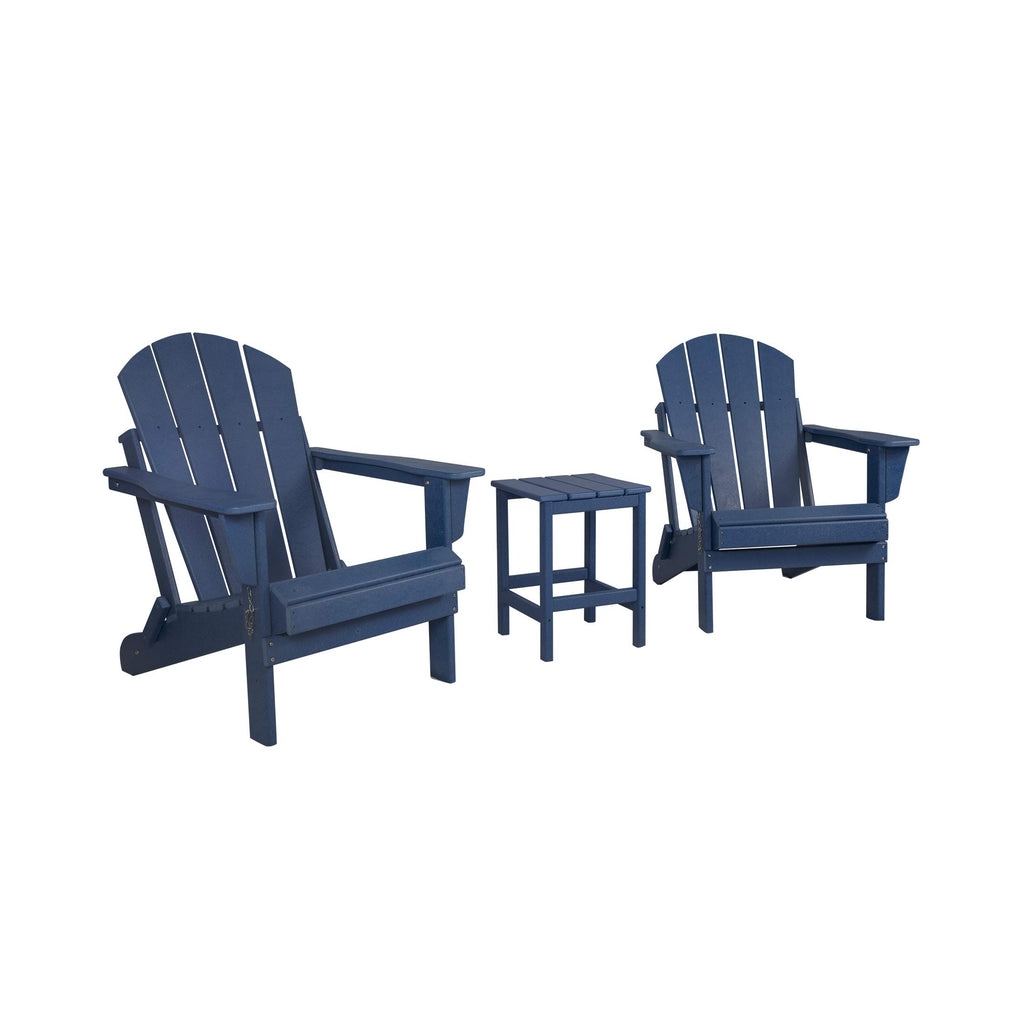Navy Blue 3-Pieces Adirondack Chairs Set with Side Table P106