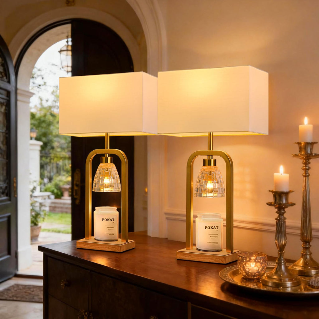 2 in 1 Gold Table Lamp with Candle Warmer S40274