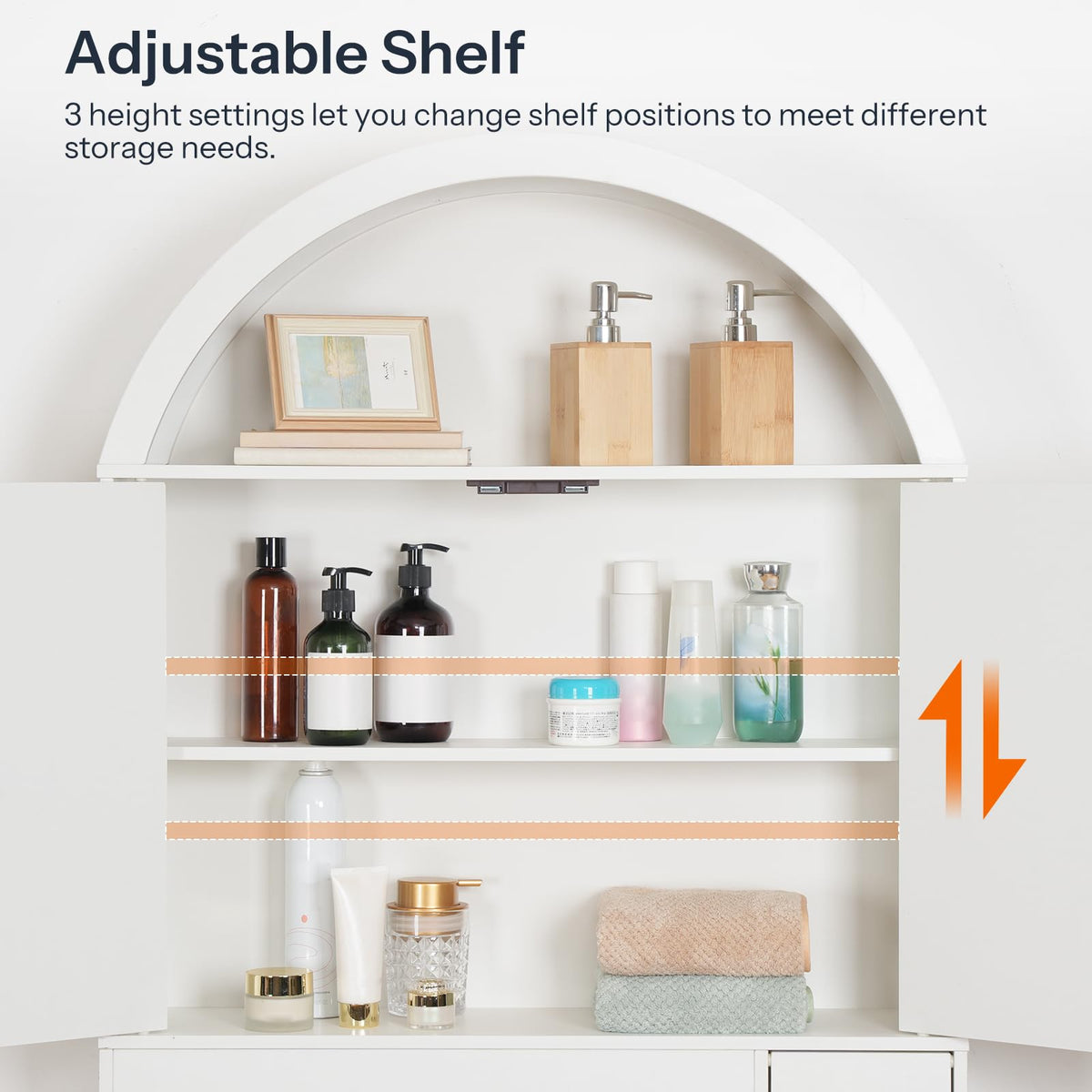 White Over the Toilet Storage Cabinet with Adjustable Shelf N7523