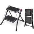 Folding Step Ladder, 2 Step Step Stool with Handle, Black F647