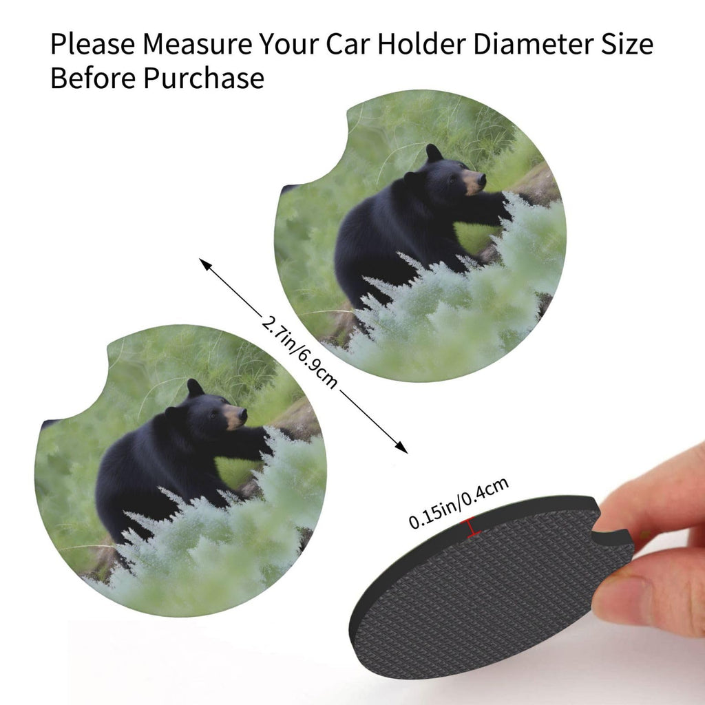 Black Bear Rubber Car Coasters Set of 2 F5386