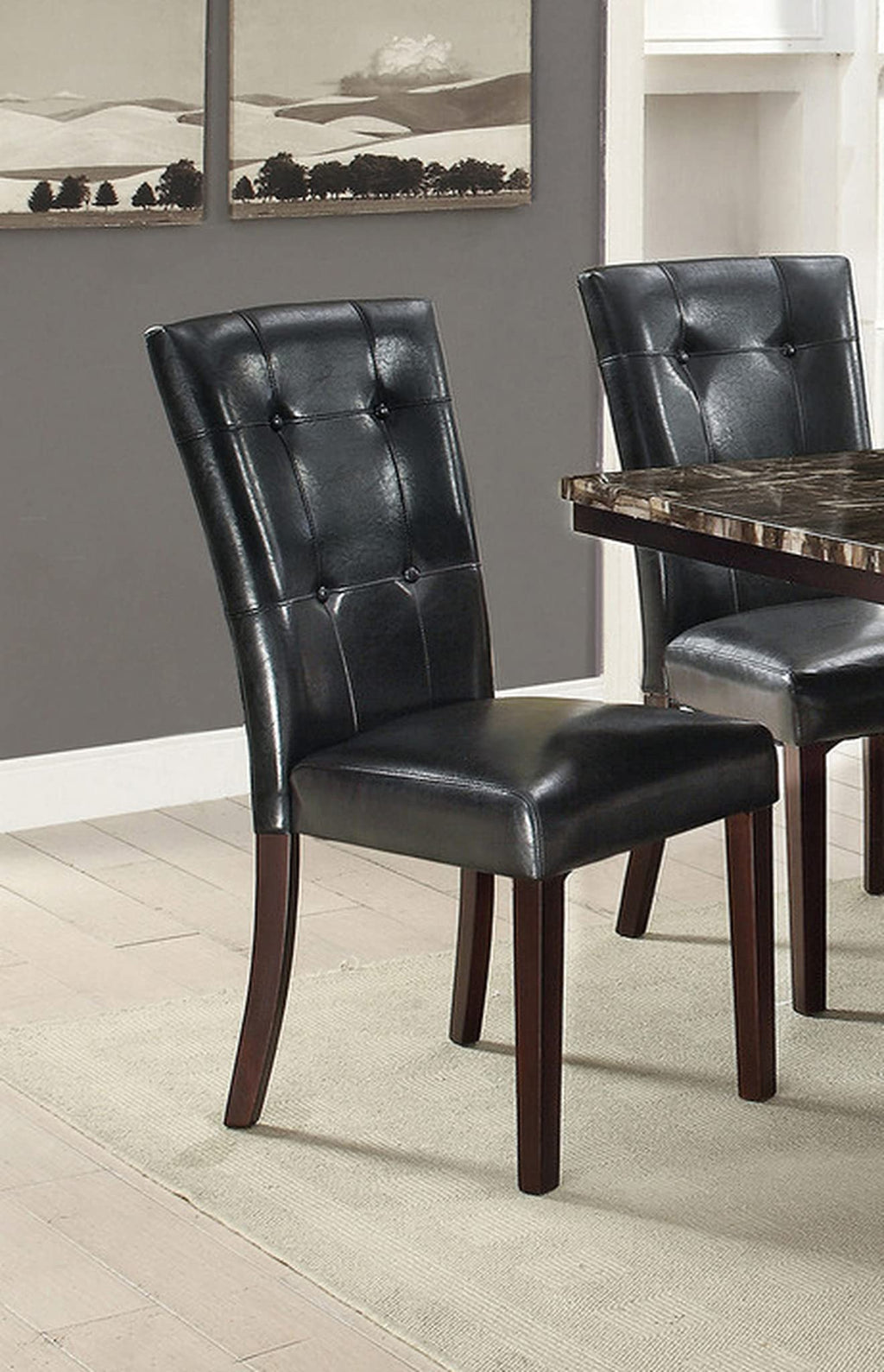 Black Faux Leather Tufted Parson Chairs Set of 2 C26756