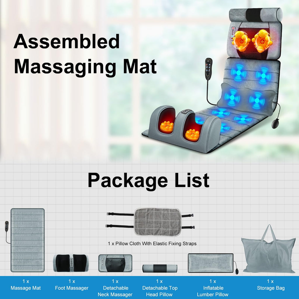 Heated Full Body Massage Mat with 10 Vibrating Nodes F98031